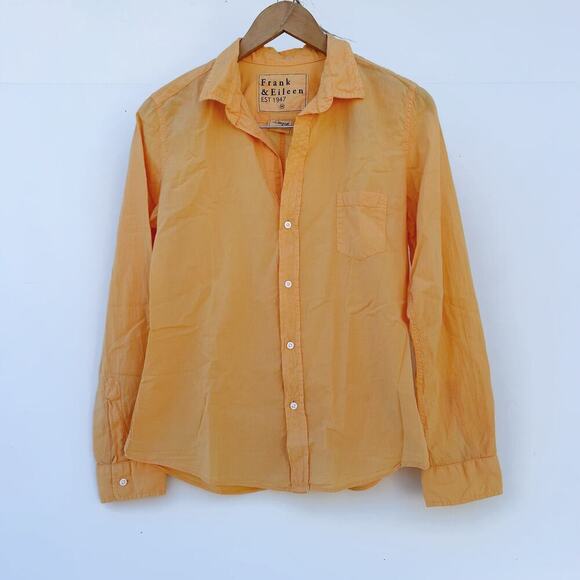 Frank & Eileen Barry Cotton Voile Button Down Honeysuckle Orange Medium - Picture 2 of 7